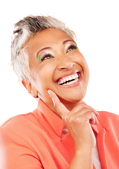 Happy Patient Showing off her dental implants.